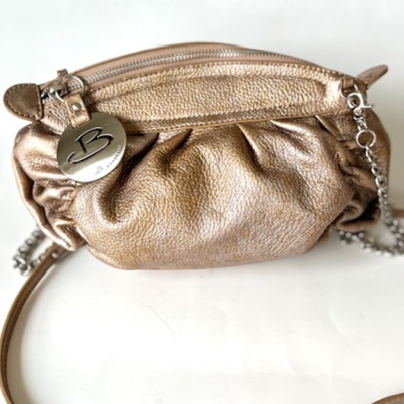B. Makowsky Gold and Bronze Leather Small Crossbody - Picture 1 of 8